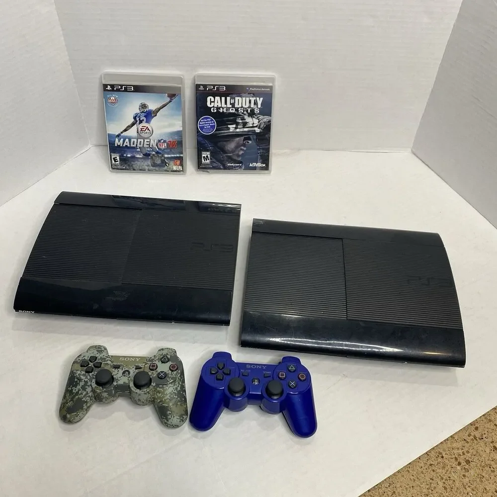 PS3 Lot Of 6, 2 Consoles, 2 Games, 2 Controllers For Parts And Repairs Read